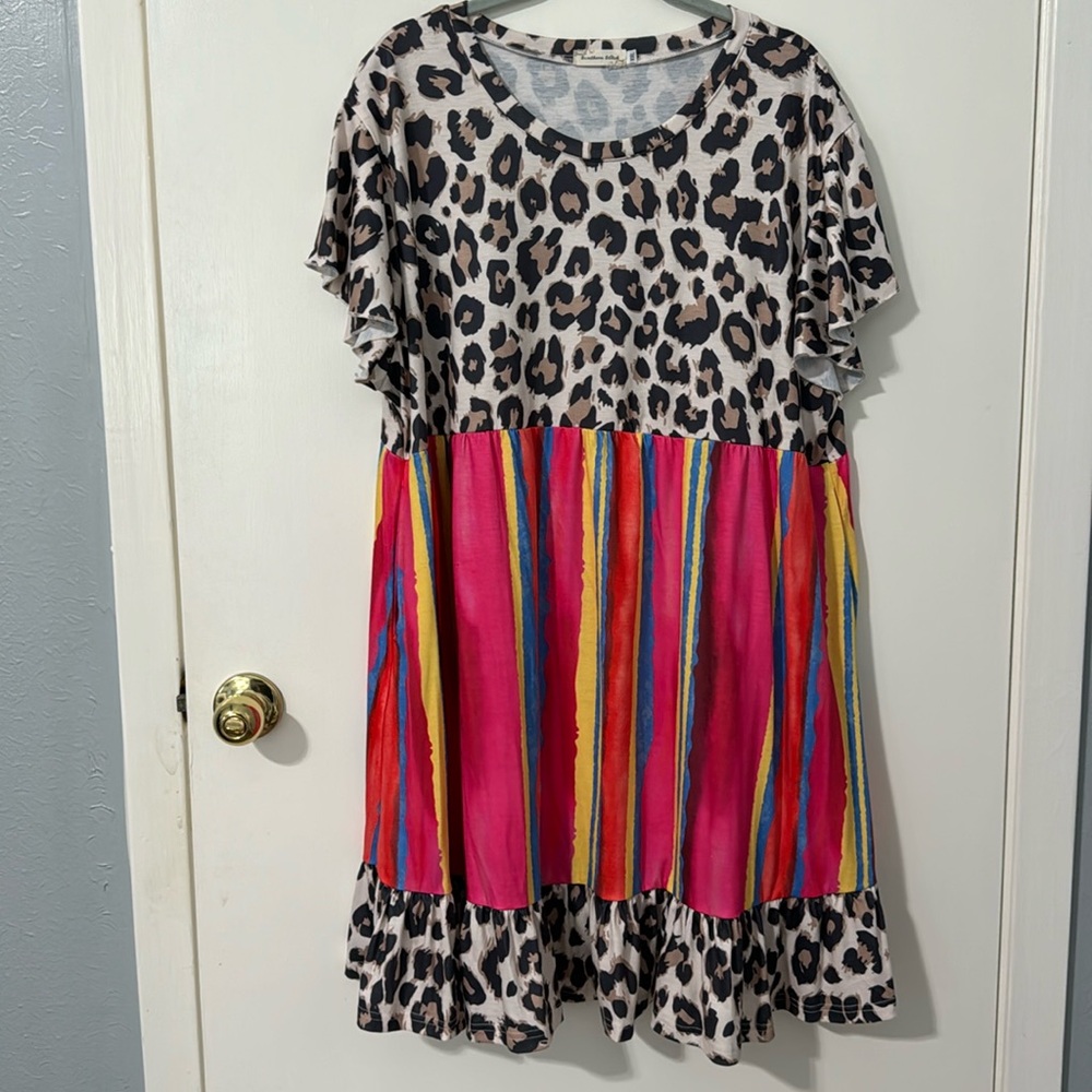 Southern Stitch XXL cheetah and colorful stripe with pockets
